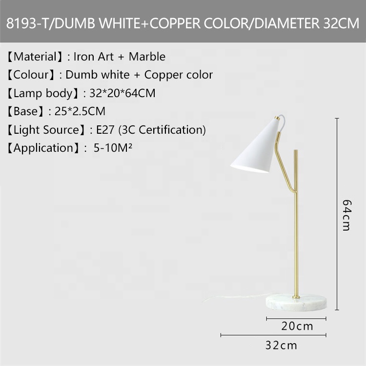 2019 contemporary luxury black white iron lamp shade round marble base restaurant rechargeable table lamp