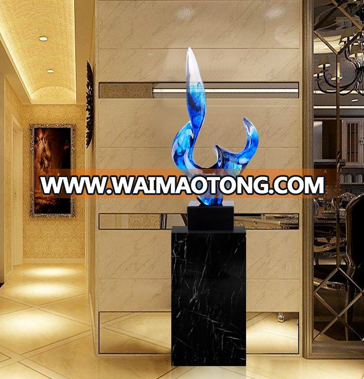 Custom resin blue color sculpture for office decoration