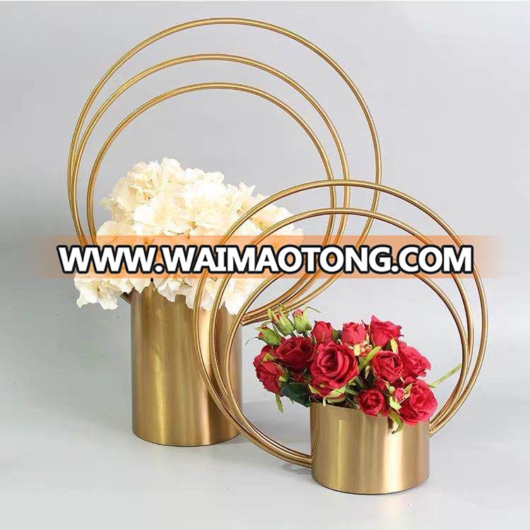 A0016 metal floral organ round flower vase for table decoration