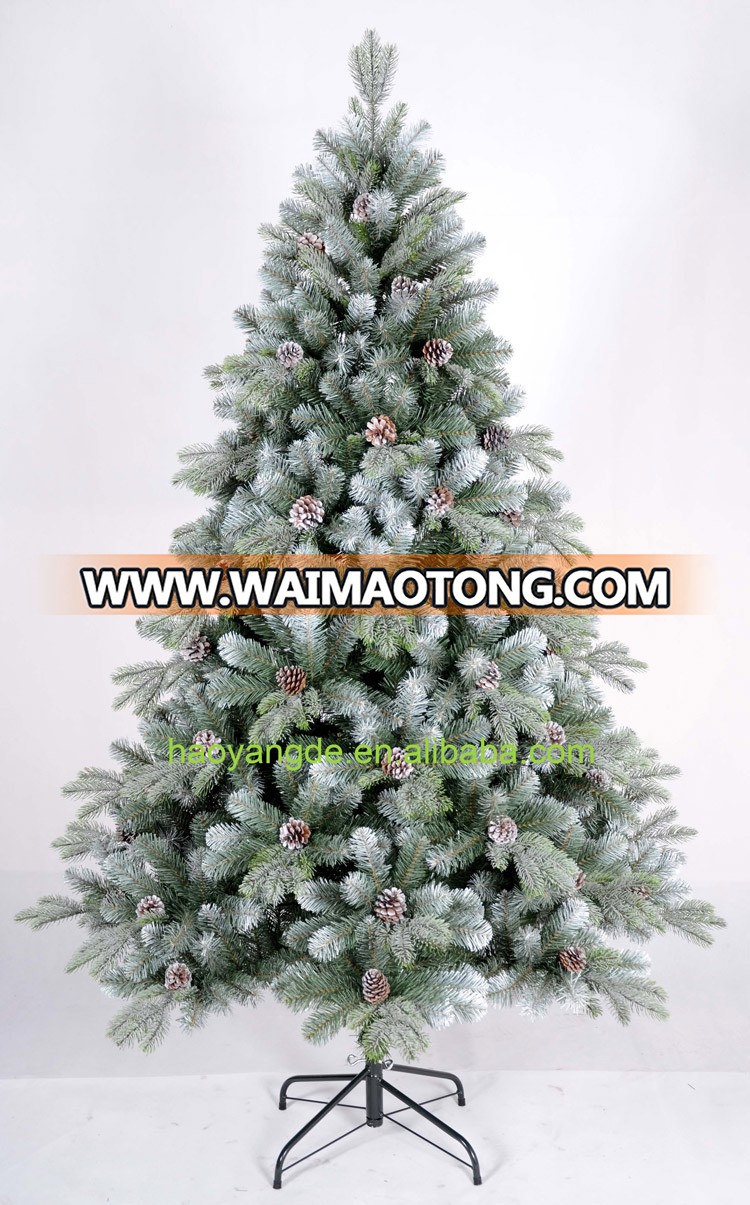 PE PVC Pine Cone mixed artificial Frosty Christmas Tree Snowing Xmas Trees