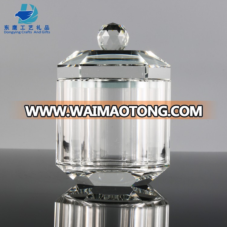 Round Clear Luxury Crystal Glass Jar Wholesale Crystal Jars