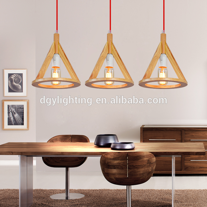 Geometric shaped industrial modern natural wooden pendant chandelier light