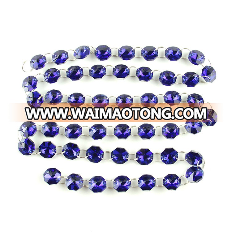 14mm dark sapphire with silver back crystal garland strands with silver rings for wedding decoration pendant hot sales