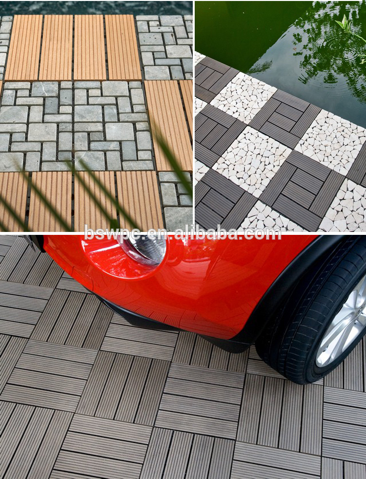 300*300mm wpc interlocking plastic decking tiles