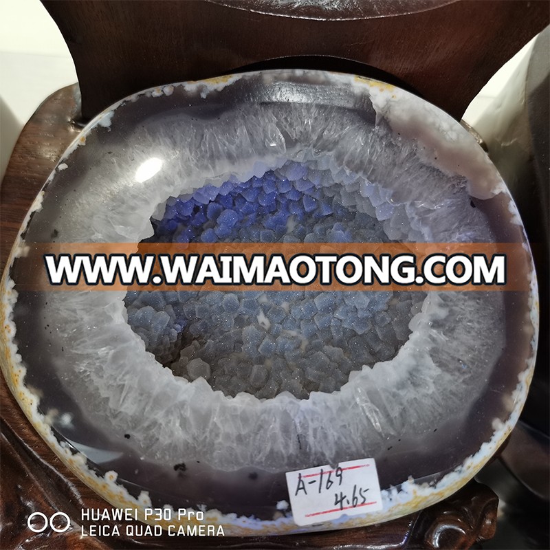 Blue Agate Cornucopia Geode Stone Bowl for Sale