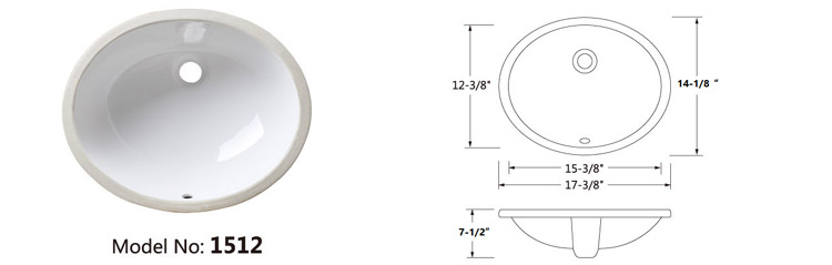 CUPC rectangular ceramic bathroom sink/porcelain wash basin/undermount vanity sink 2254(1812)