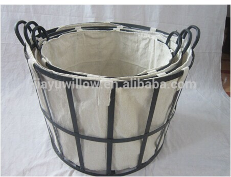 handmade bathroom wire basket wire storage basket with fabric liner wholesale