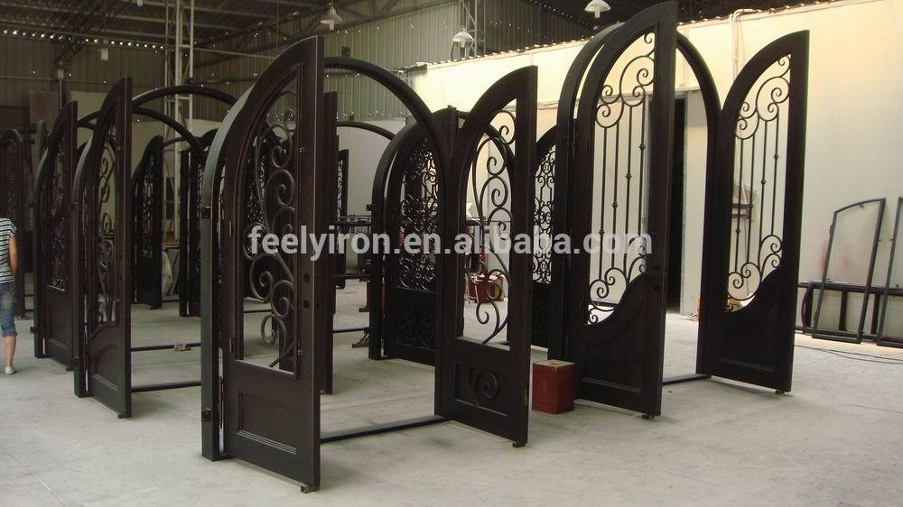 French Style Modern Double Iron Doors With Transom #SD-027