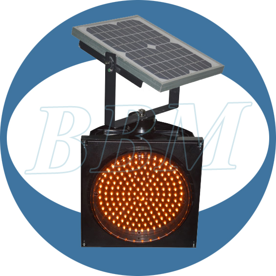 300mm amber led warning light with solar power