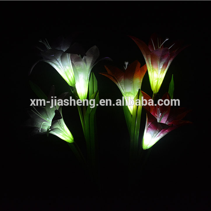 Hot sale new product lily flower 4led solar light for wedding Garden outdoor decoration,landscape,pathway,street,zone