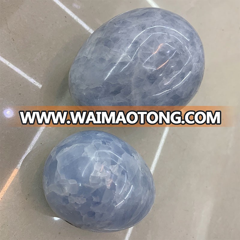 Wholesale natural blue celestite ore polished undrilled crystal yoni eggs healing for sale