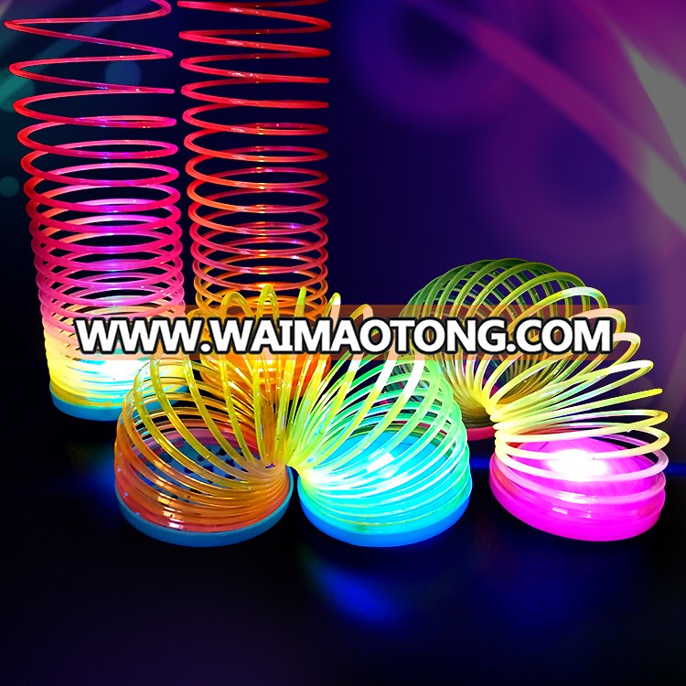 Hot sales colorful led rainbow circle plastic rainbow spring for kids