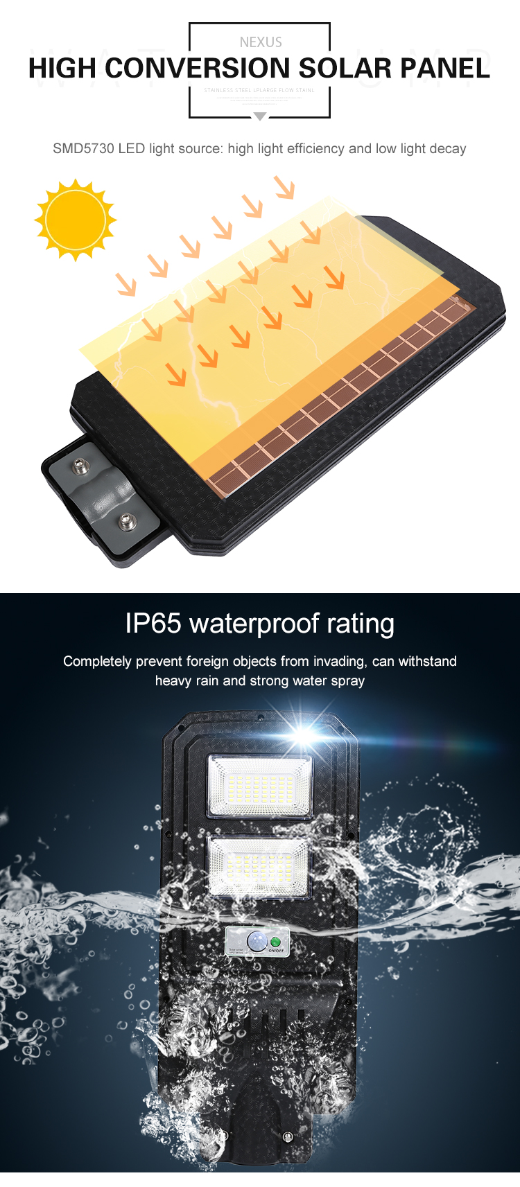 High Quality outdoor IP65 SMD 40watt 60watt Solar All In One LED Street lamp