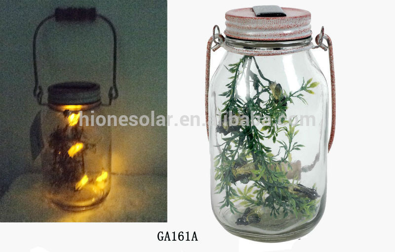 funny firefly solar mason jar with 5LED