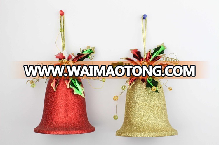 Red Gold Christmas plastic bell with decoration on top