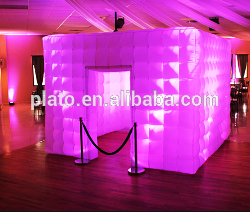 Oxford cloth inflatable cube photo booth with led for outdoor