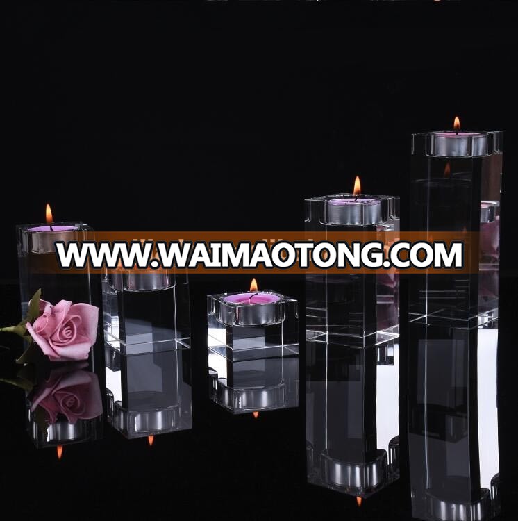 New arrival one set clear candle jar tealight candle holder with different size for religious crystal cut glass candle holder