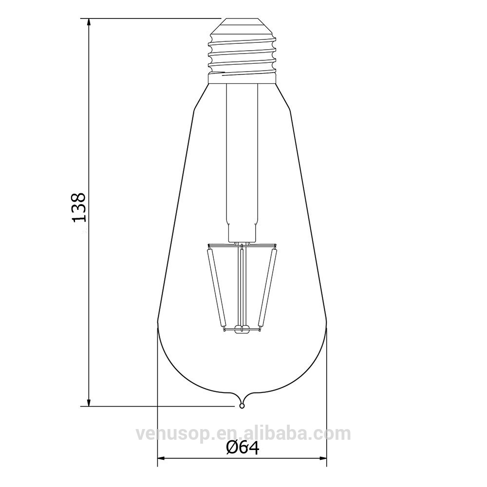 Edison style warm white S21 ST64 vintage E27 edison led bulb