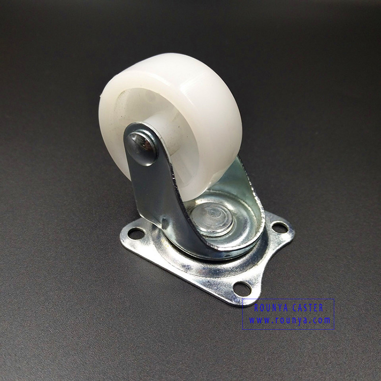 Replacement white single wheel light duty swivel plate plastic caster for furniture and rack