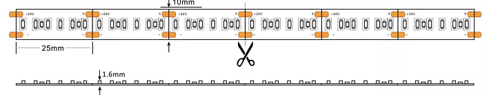 High brightness 24v SMD2110 308leds/m led strip  W + WW  led strip