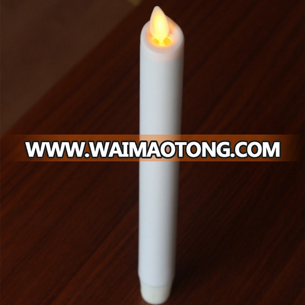 Real wax surface flameless  moving wick LED taper candles with timer and remote 2pcs/set Snow White