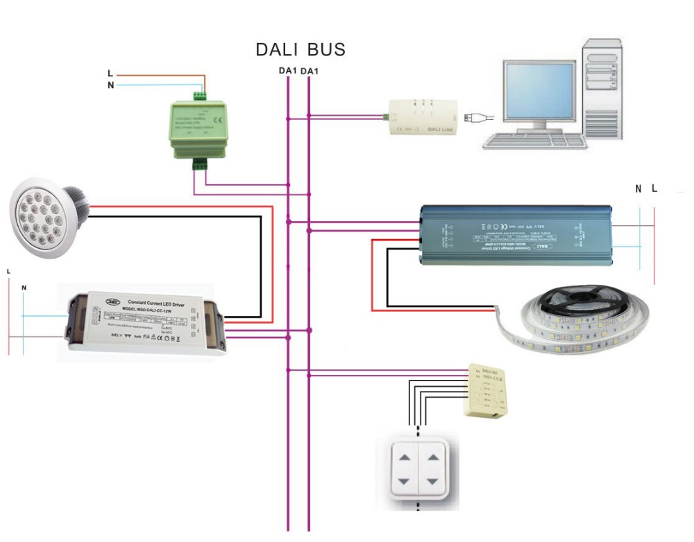 IEC62386  5 years warranty DALI 40W 27-42v 34-57v DALI Dimmable  pfc emc constant current led driver switching power supply