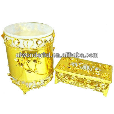 2015 decorative gold plated plastic trash bin L888