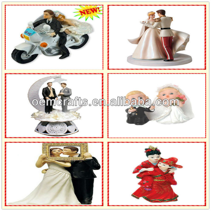 Funny bride holding groom handmade Wedding cake topper