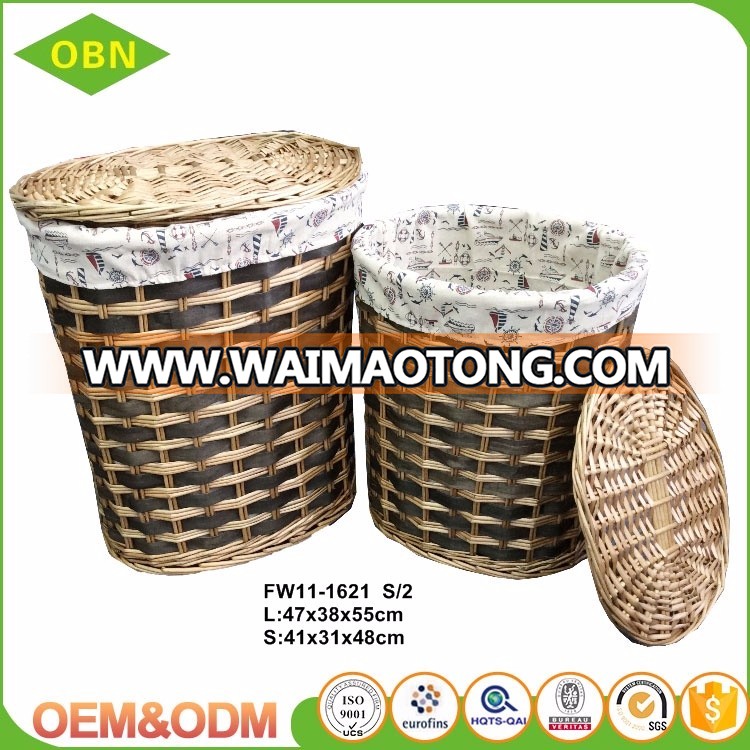 Wholesale storage basket customized wicker laundry basket with lids