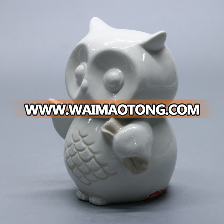 Home decoration cute owl chinese ceramic animal figurines