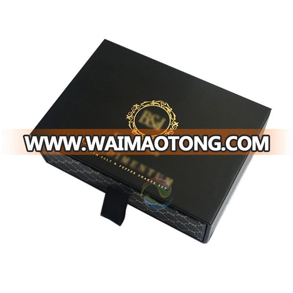 High Quality Black Custom LOGO Jewelry Gift Paper Sliding Drawer Cardboard Box