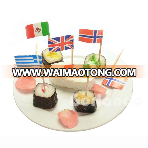 Custom Wood Country Cocktail Toothpicks Flags For Food Decoration