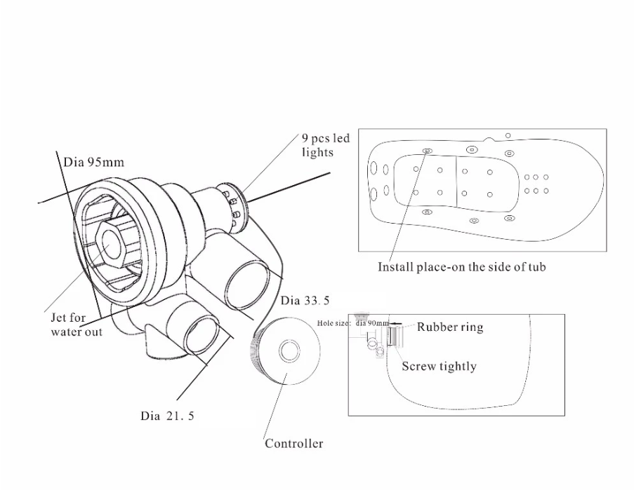 DC 12V underwater led lights for bathtubs