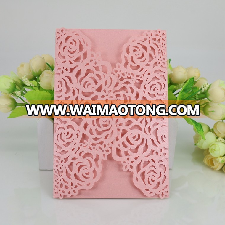 India Luxury floral gate laser cut wedding invitation card with ribbon