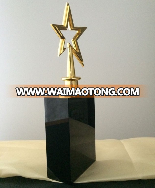 Five star crystal metal trophy