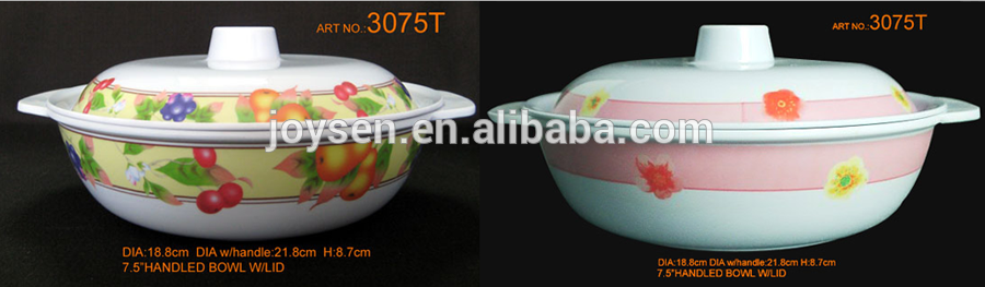 7.5 inch round with handle melamine cover bowl and lid