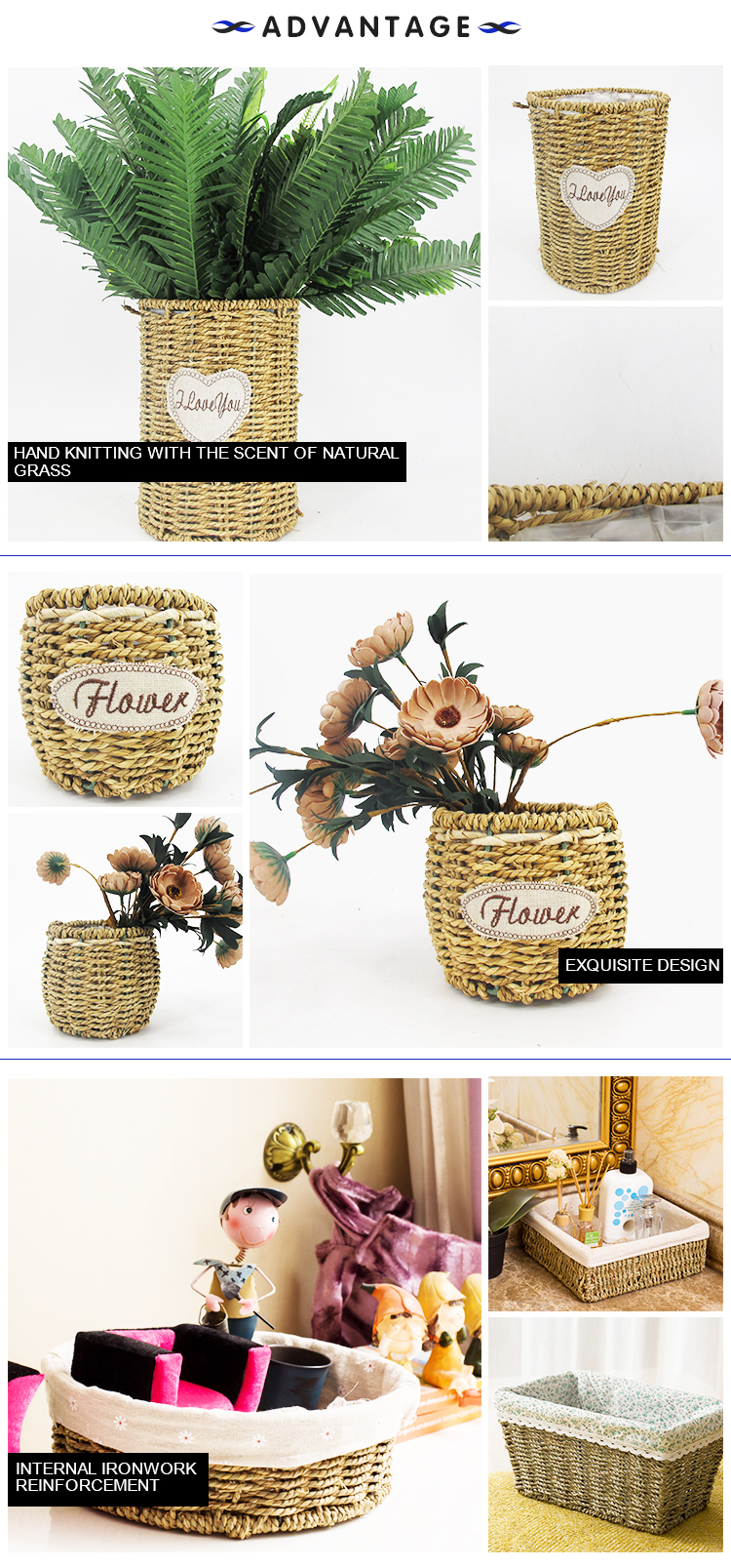 10% OFF Easter Vietnamese Sea Grass flower  Baskets