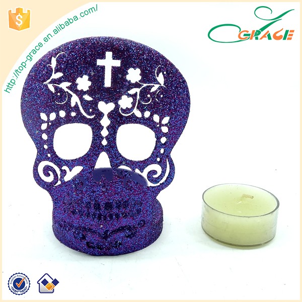 Day Of The Dead souvenir metal skull tea light holder metal skull candle holder