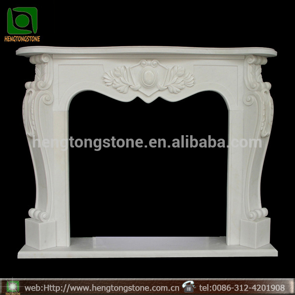 Yellow Marble Floral Fireplace Frame