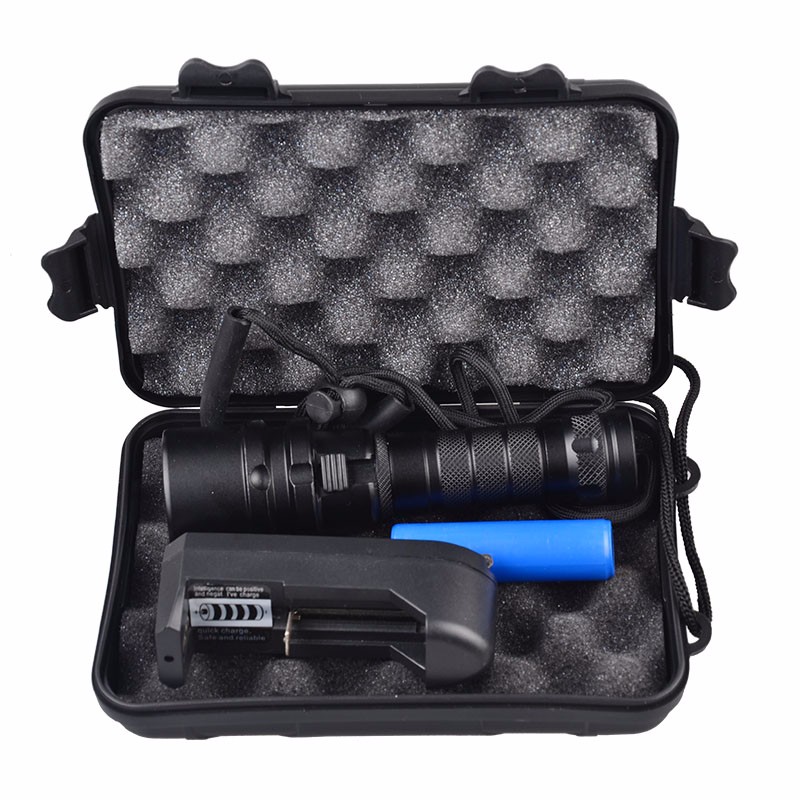 High Power 395nm Underwater Flashlight Aluminium Alloy IP68 Waterproof UV Diving Torch