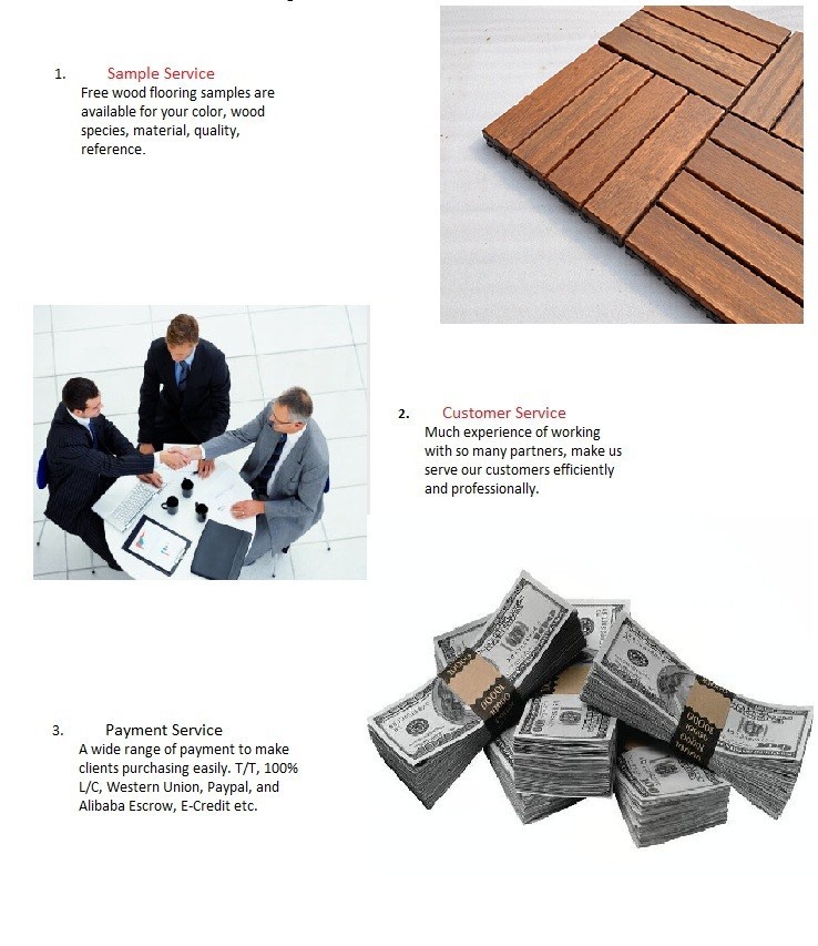 cumaru/ipe/merbau/solid wooden outdoor decking tile with plastic based