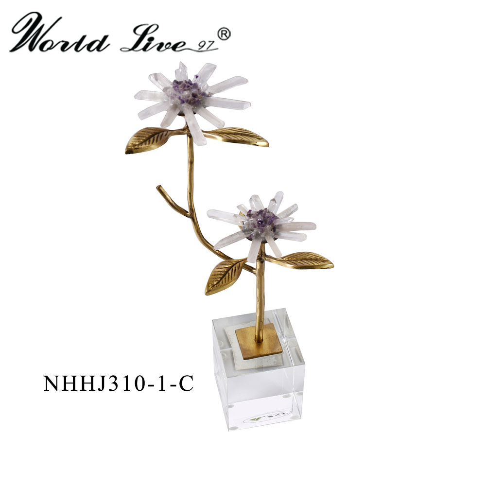 Crystal wedding decoration flower stand with marble base metal craft for home