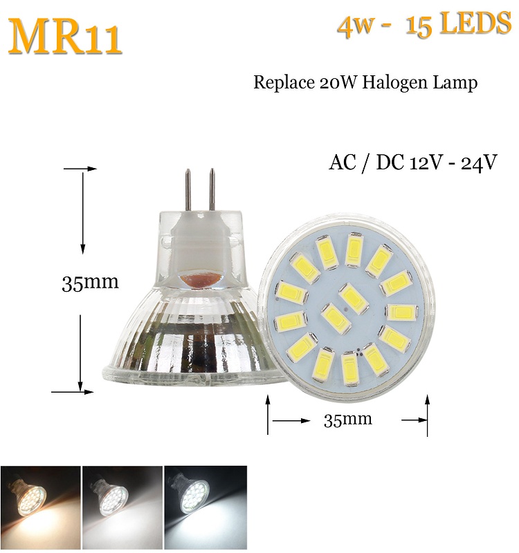 High CRI LED MR11 Spots Bulbs Spotlight 2835 5733 SMD 10W 20W Halogen Lamp Replacement 12-24V Glass Type