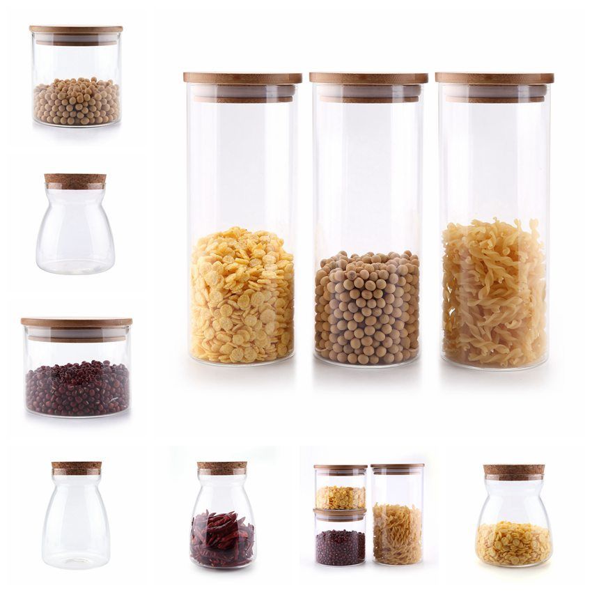 Storage Glass Jar with Rubber Lid/Ribbed Design/680ml 990ml 1300ml