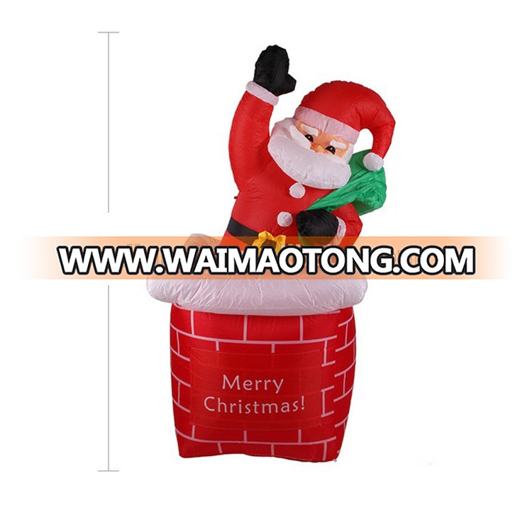 Outdoor Decoration 1.8m Christmas Inflatable Santa Claus Climbing Chimney