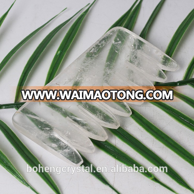 Crystal Hair Combs Wholesale Natural Hand Made Clear Quartz and Rose Quartz Crystal Hair Combs for healing