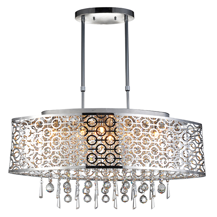 NICE lighting large hotel lobby silver metal chain crystal pendant lamp modern large chandelier lighting