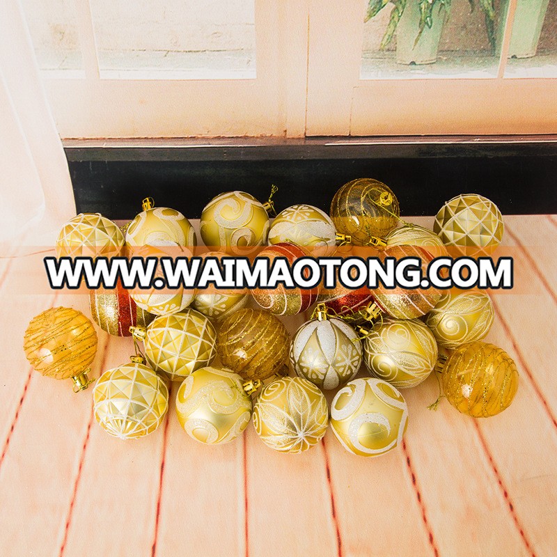 Delicate Painting & Glittering Plastic Xmas Decorated Ball Ornaments Hanging Christmas Balls Ornaments Baubles