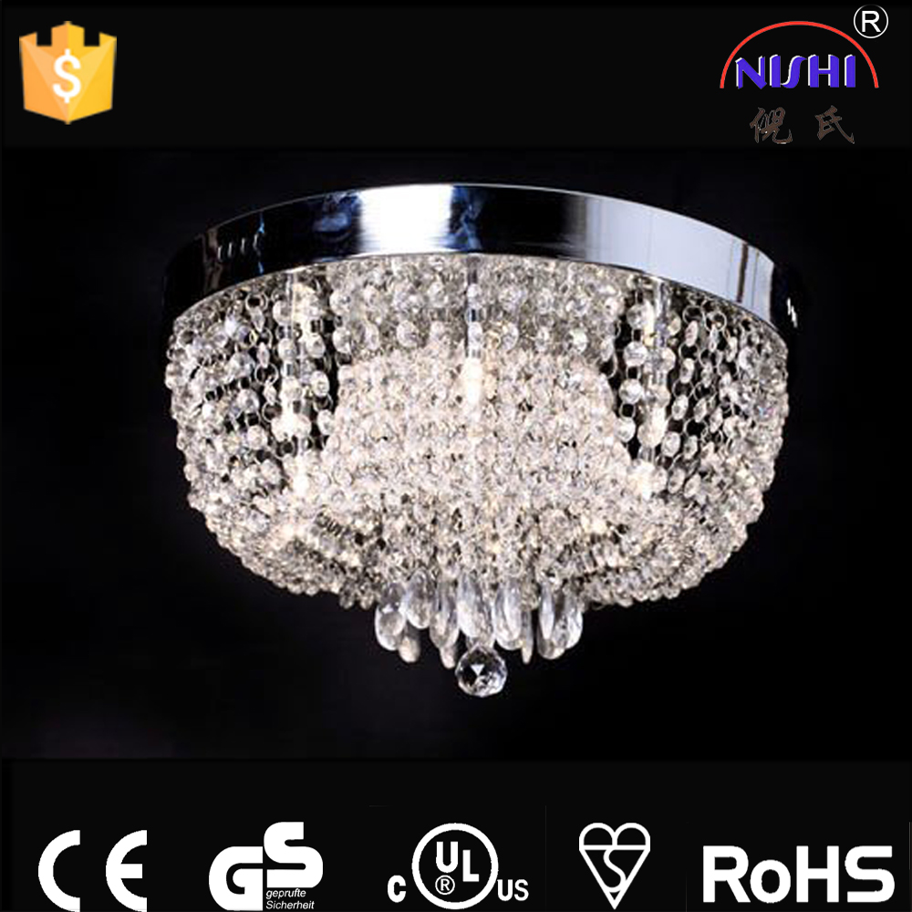 Round decorative chrome clear crystal cover ceiling lamp NS-120264