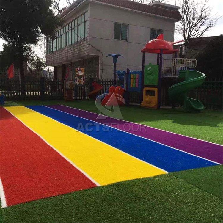 T23 Rainbow Colorful Kindergarten Running Track Artificial Grass Turf